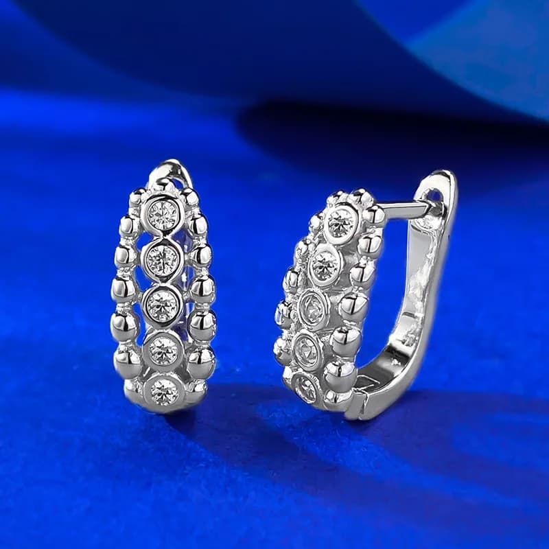 Orecchini a bottone da donna con diamanti scintillanti ad alto tenore di carbonio - Orecchini a bottone placcati in oro per gioielli femminili e per l'anniversario della festa di ballo