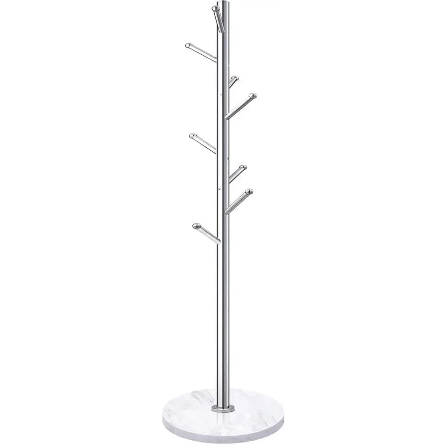 Metal hanger with base in Natural Marble, Stand Stainless steel self-supporting hanger with 8 hooks, Inlet hanger for C