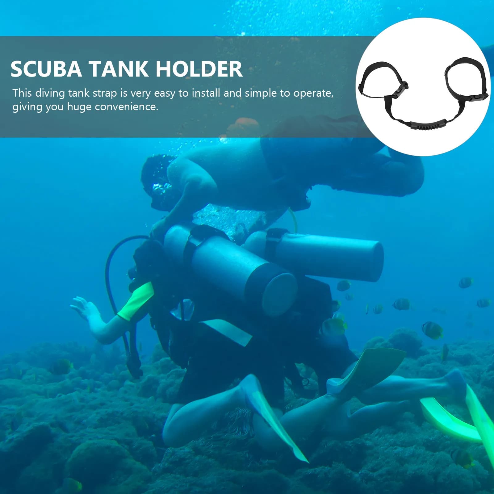 Underwater Tanks, Resistant, Portable, Frame and Elastic Rubber Strap, for Support Scuba Tanks