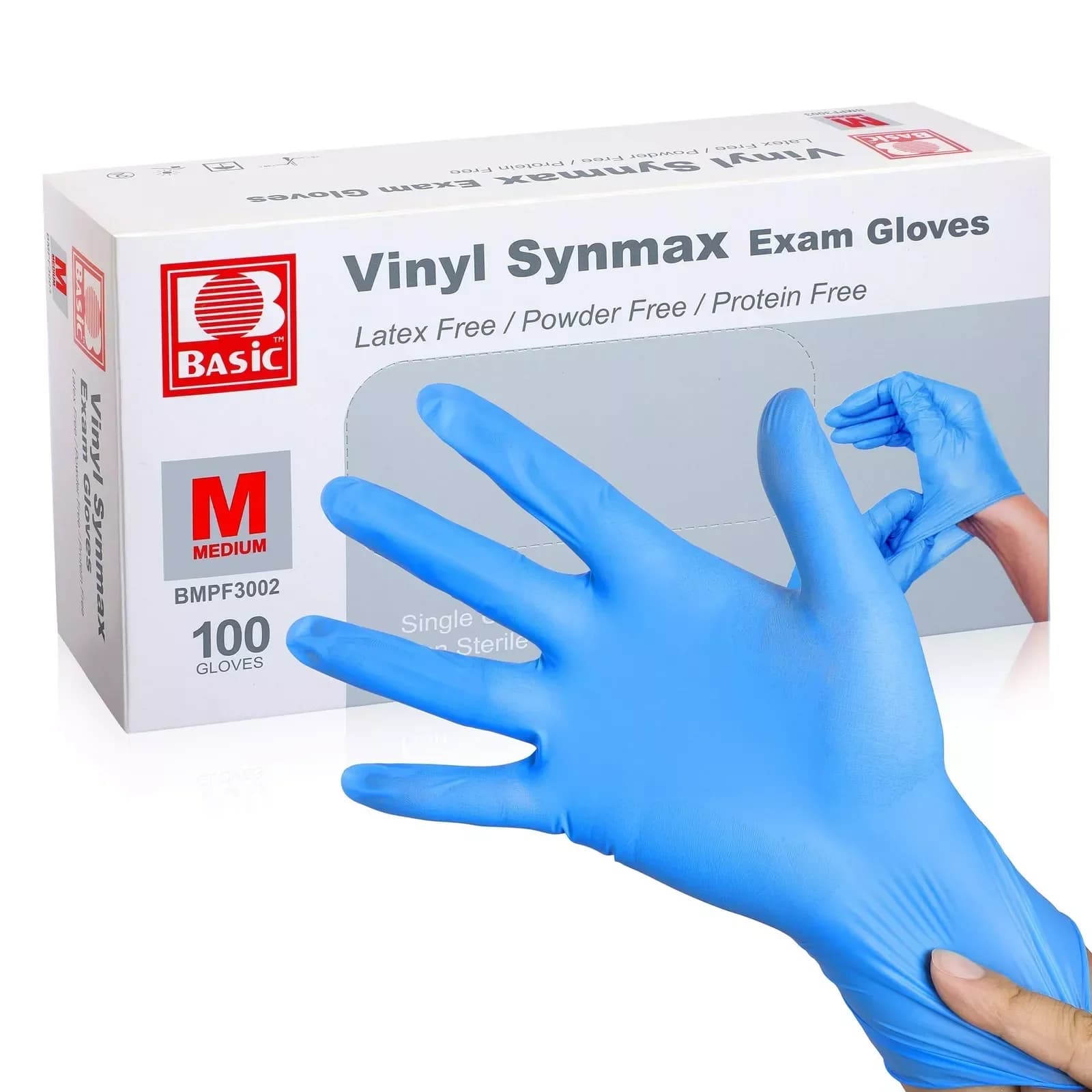 Guanti monouso per esame in vinile, spessore 4 mil, senza lattice, senza polvere, sicuri per alimenti, guanti per la pulizia-blu, 100 pezzi