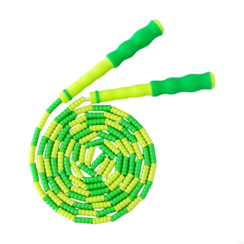 Adjustable length jumping rope for fitness exercises. Jumping rod with soft beads. Jumping Racing