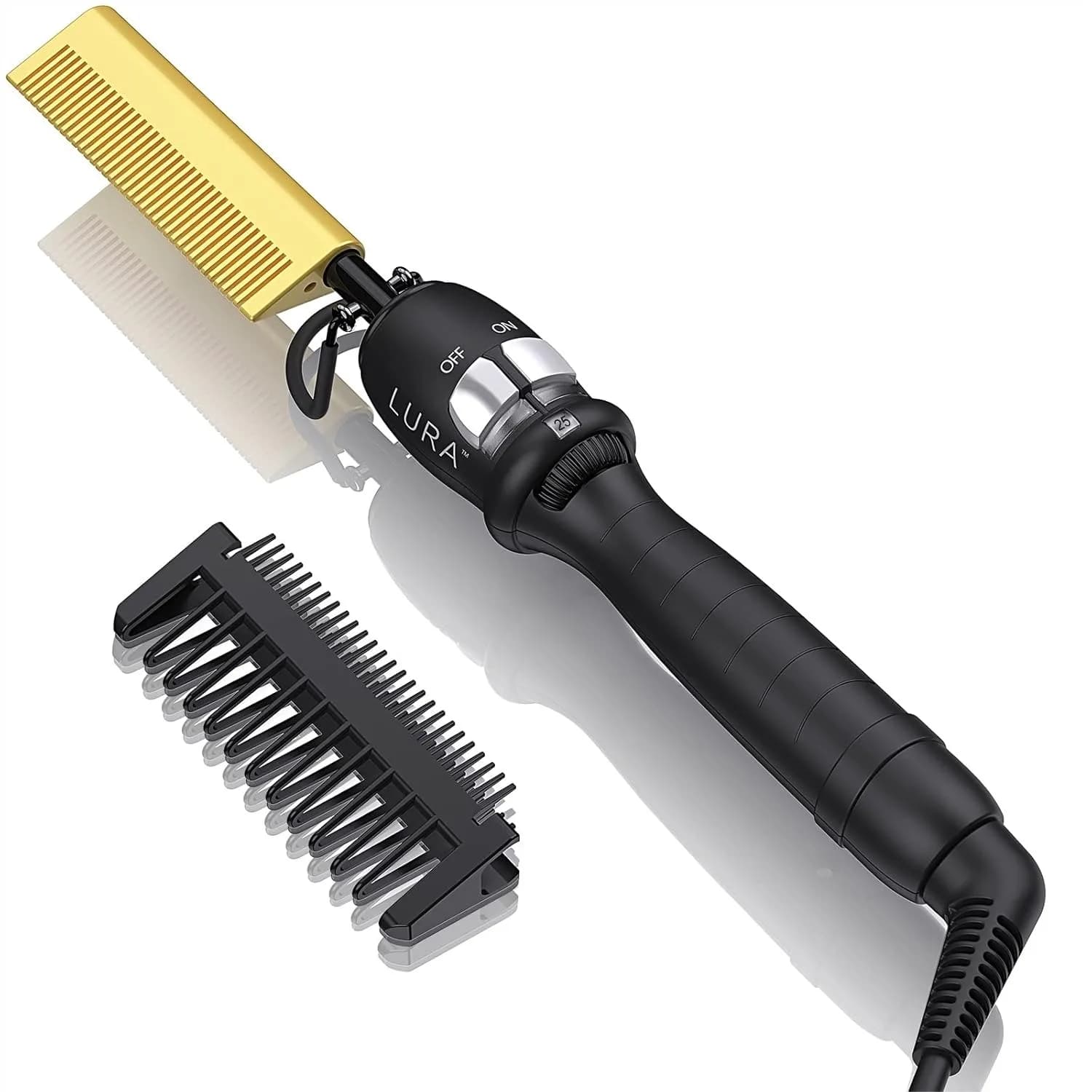 Pettine Elettrico Riscaldante per Parrucche con Frontale in Pizzo, 200-500 ° Pettine a pressione per capelli neri, pettine lisciante per capelli afroamericani con