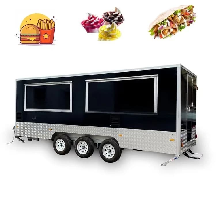 Grande rimorchio per camion fast food da cucina mobile Camion food Shawarma con ruote da cucina complete, contenitore 18 piedi