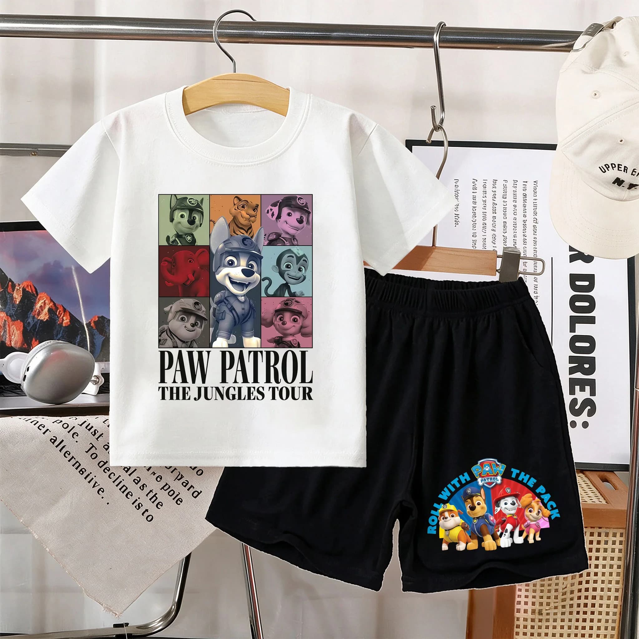 2026 PAW Patrol Summer Cartoon Printed Boys Girls Tshirt Sets Children's Casual Shorts 2 Piece Sets Kids Tracksuits Sport Suits