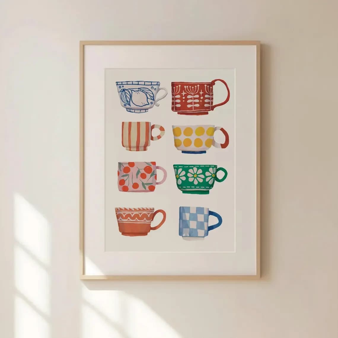 Tea Cup Print, Breakfast poster, Coffee Printable Art, Handmade Kitchen Wall Art, Digital Printable, Trendy Cafe Bar Decor, Fren