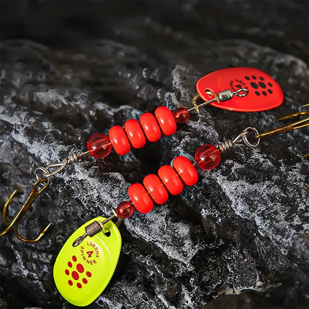 Set di 5 Esche Artificiali in Metallo a Forma di Cucchiaio con Scatola Porta Attrezzi, Esche per Pesca al Bass e al Luccio