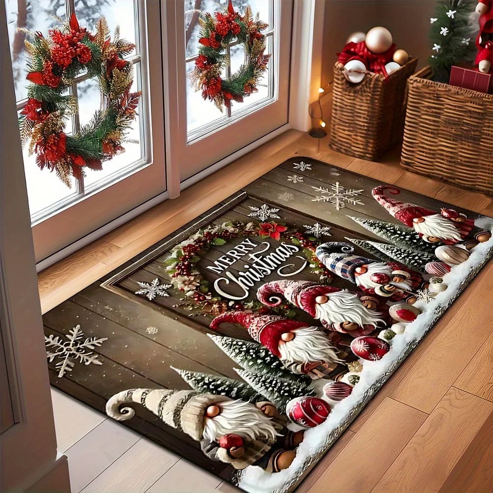 Christmas Theme Door Mat Santa Claus Design Carpet for Holiday Decor Balcony Bedside Rugs Home Decor Welcome Rug Floor Mat