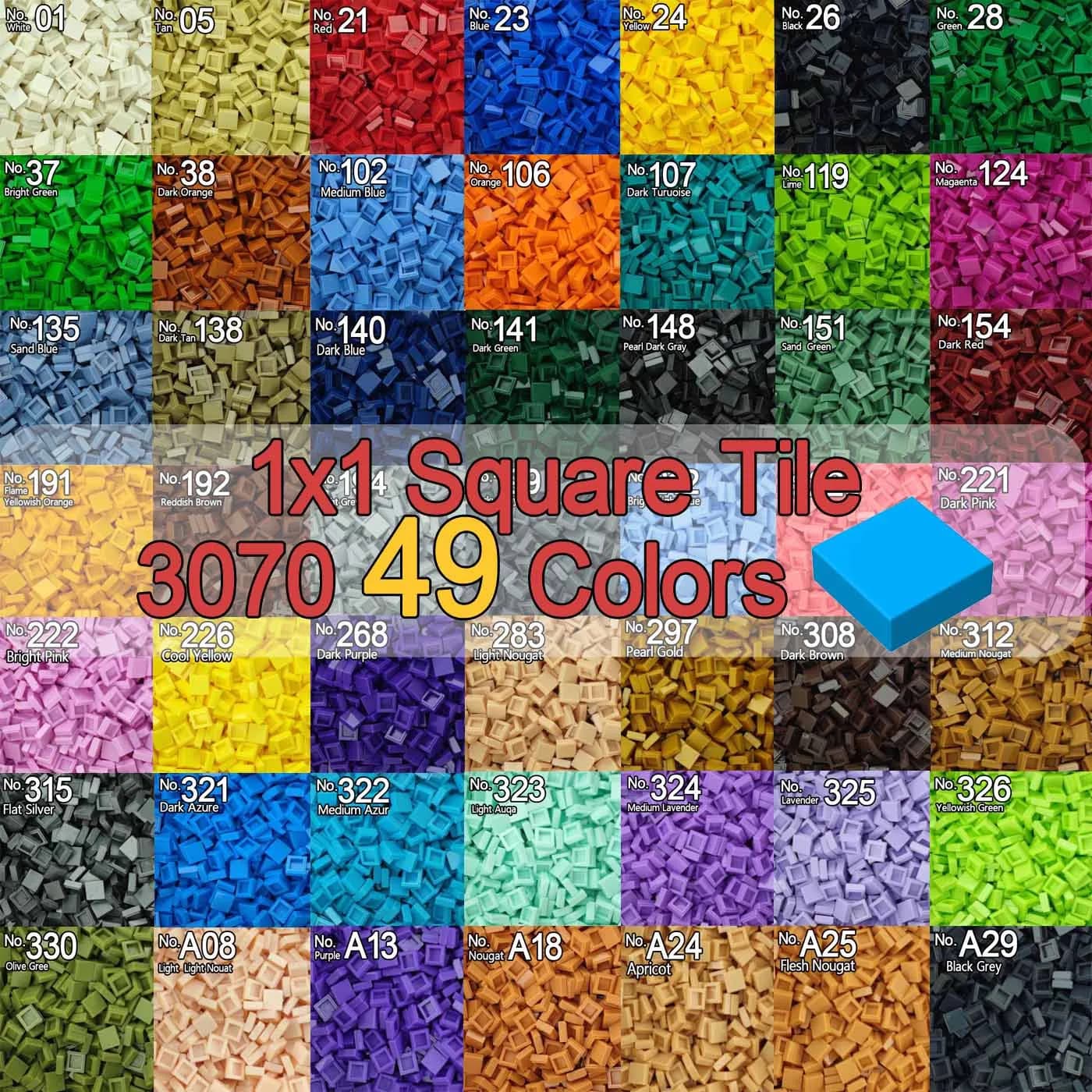Piastrella quadrata 1x1 Building Block 3070 Pixel Art Pittura Codice QR Mattoni 3070b 30039 MOC Piccole particelle Giocattoli Parti 300 pz/lotto