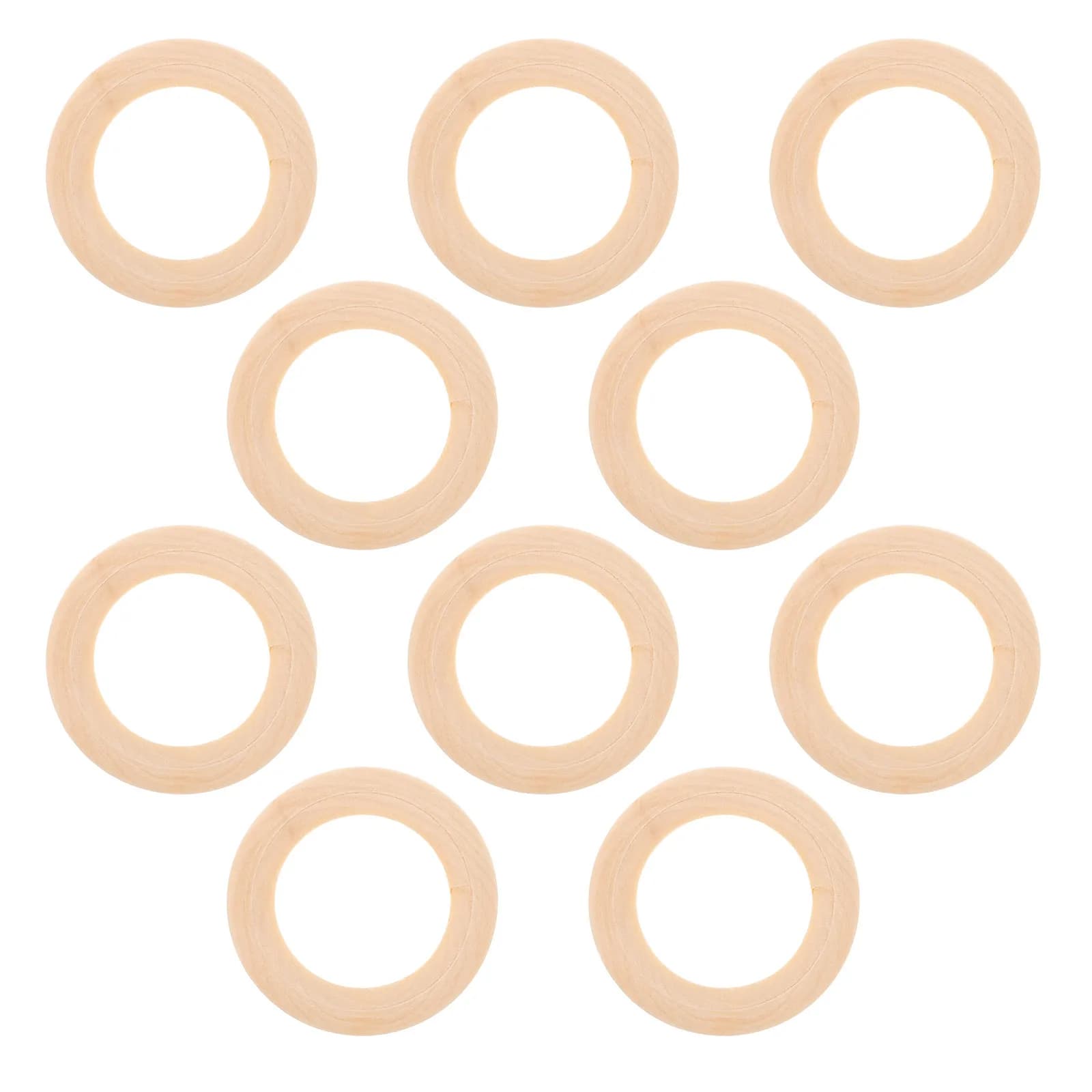 10Pcs Unfinished Wooden Craft Rings Natural Solid Wood 4Cm for Jewelry Making DIY Macrame Wooden Rings for Crafts