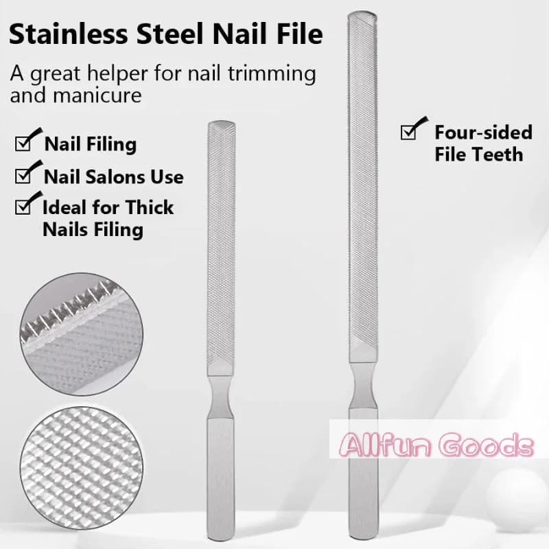 [TG835]Four-Sided Stainless Steel Nail File,Durable Nail Tool For Shaping And Polishing,Perfect For Salon Use And Home Nail Care