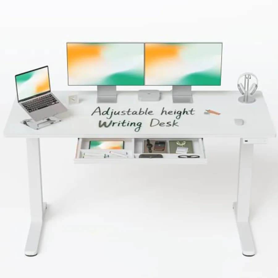 Scrivania elettrica regolabile in altezza per gaming e home office: piano in vetro monoblocco, nera, regolabile in altezza con 4 preimpostazioni di memoria per una postura ergonomica