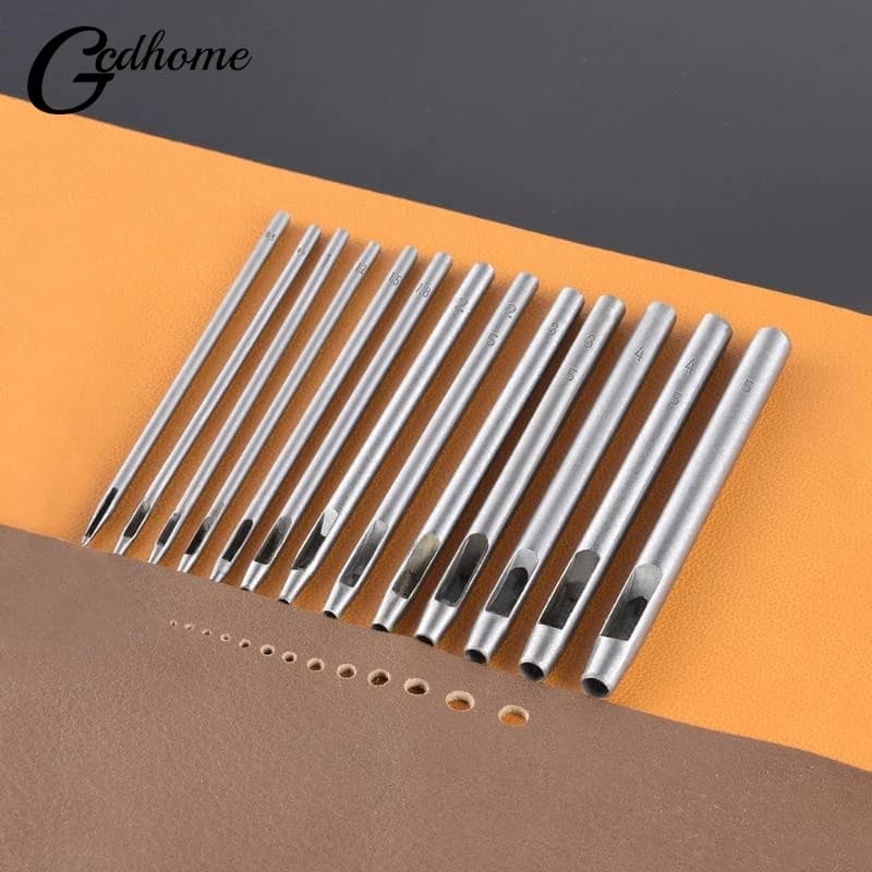 6Pcs/Set Leather Hole Punching Tools Hollow Round Hole Puncher Clothing Sewing Leathercraft Accessories Drilling Puncher Kit
