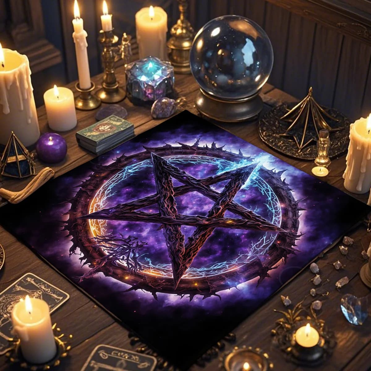 Tappetino astrologico utilizzato per tarocchi Divinazione Altari Tovaglie al butarotto Rune Sorcery Oracoli Tappetino per stregone Decorazioni per la casa