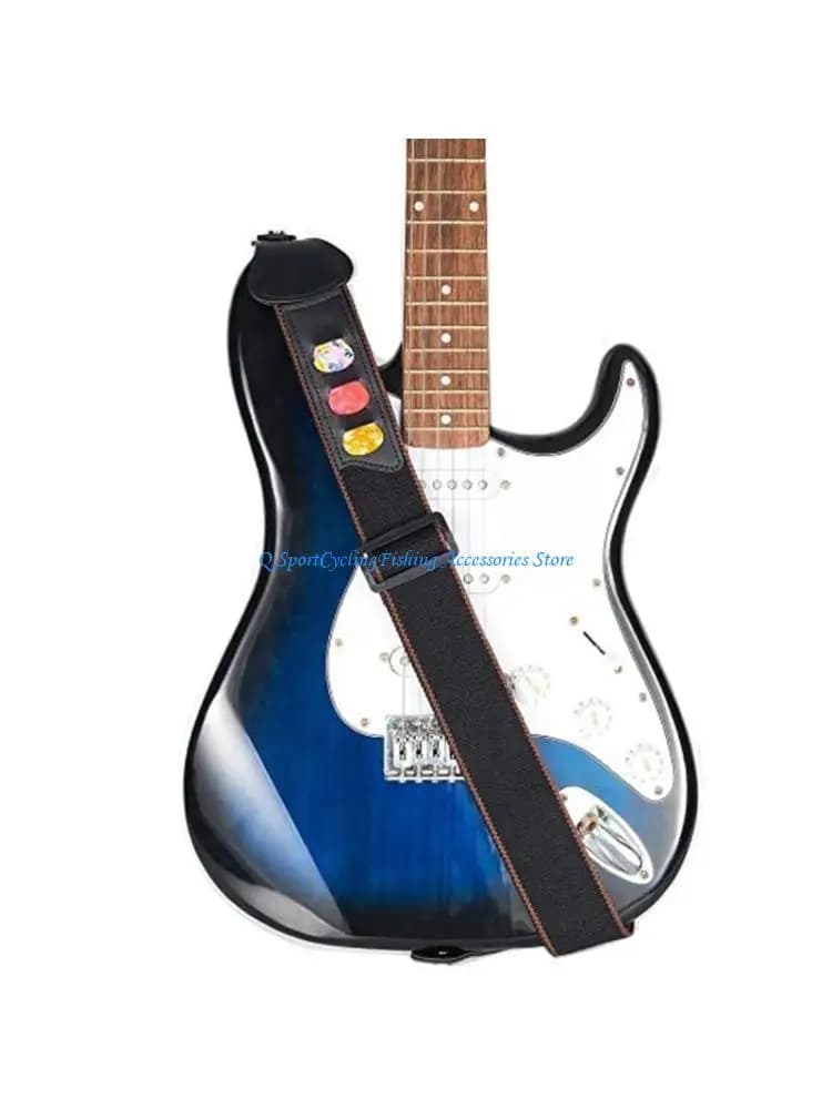 Tracolla universale per chitarra con tracolla per chitarra in cotone regolabile con tasca per plettro