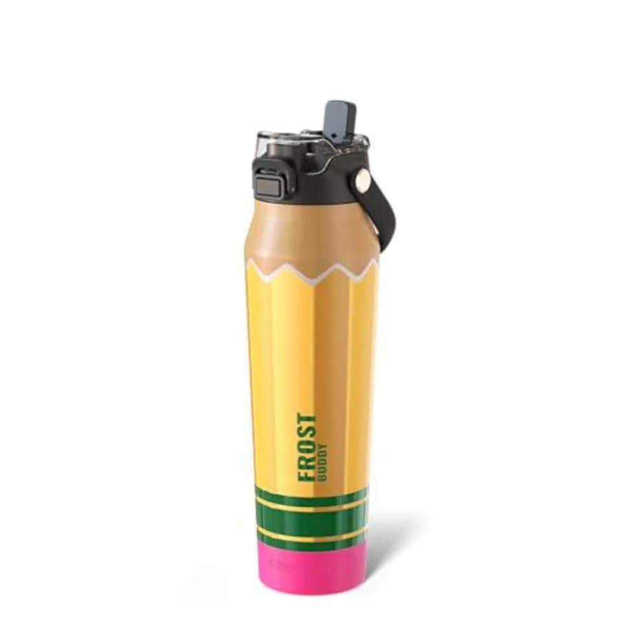 Borraccia Termica con Cannuccia e Tappo Chug, Antigoccia in Acciaio Inossidabile - Mantiene Freddo per Ore, Compatibile con Portabicchieri, Ideale per