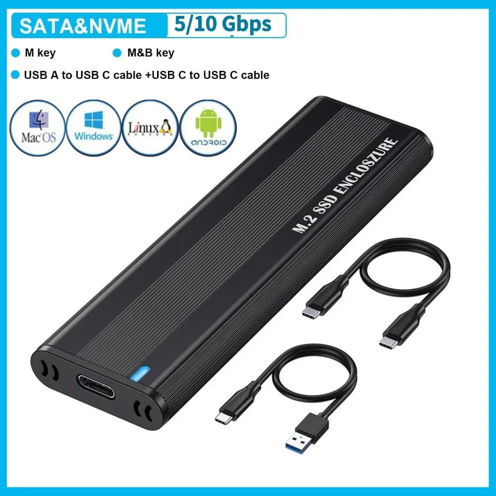 Case/Box Esterno M.2 NVMe SSD Dual Protocollo 10Gbps, Adattatore Senza Utensili per Accessori Disco Rigido