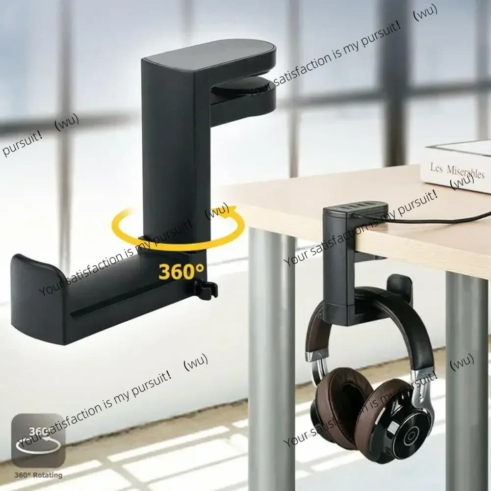 Universale 360 ° Supporto girevole per auricolari, gancio da parete per scrivania