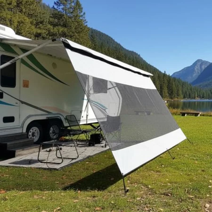 8'×17'3' Network Sunscreen for RV, Camper, Universal Roulotte with Black Complete Kit
