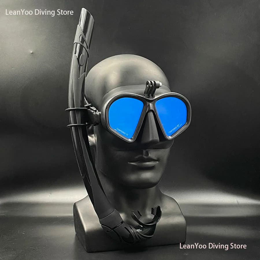 LeanYoo Silicone underwater mask for small volumes Snorkeling set with support for Gopro Diving glasses Wet dive pipe