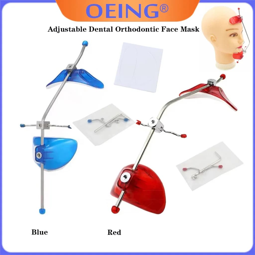 Adjustable dental orthodontic face mask Facial mask with dental equipment with single lever adjustable frontal traction