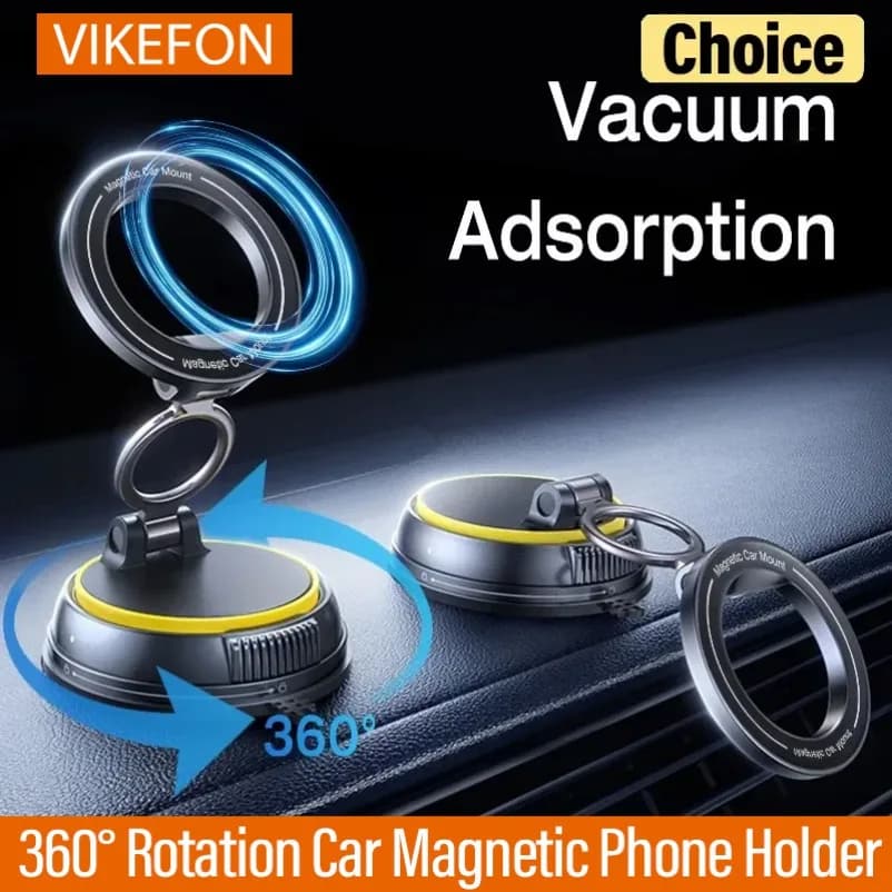 360 ° Supporto magnetico per telefono per auto con rotazione Supporto per ventosa per vuoto Supporto per magnete per iPhone 17 ~ 12 Staffa per telefono sottovuoto per palestra/guida
