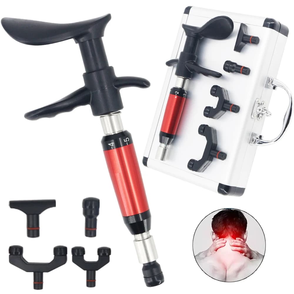 Chiropractic Adjustment Tool, New Massage Gun Manual with 4 Heads, Tools for Therapy and Correction of the Vertebral Column, Body Relaxation