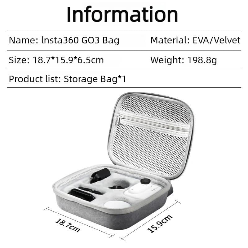 Thumb Action Camera Storage Bag For Insta360 GO3S GO3 EVA Velvet Full Accessories Set Travel Portable Carrying Box Handbag Bag