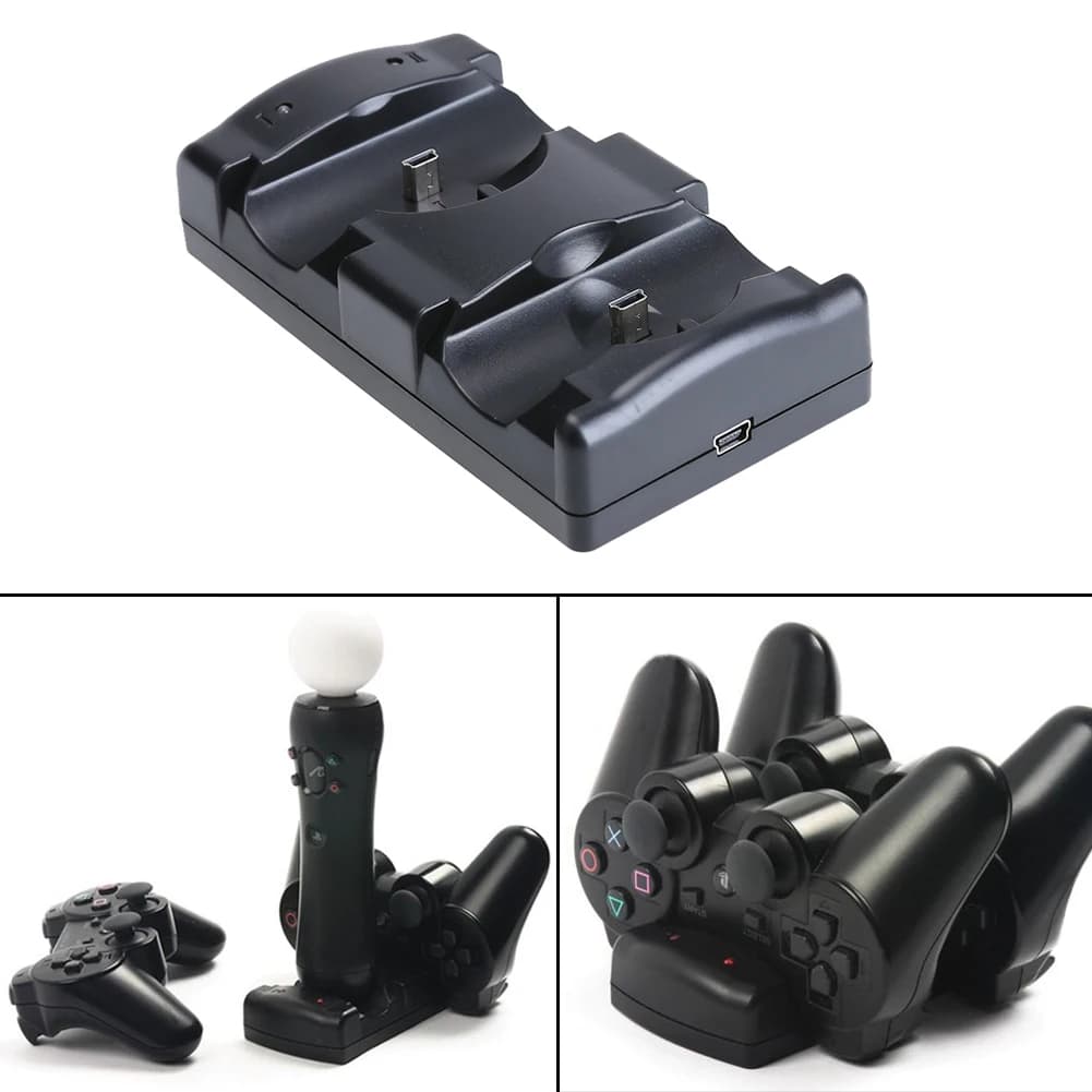 Game Controller Charging Station Professional Charging Cradle Dock Station Accessories for PS3/PS3 Move Wireless Controller