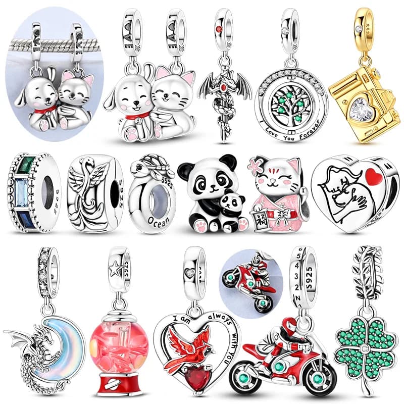 925 Sterling Silver Charms Beads Pendant For Women Man Girl Fit Bracelet Necklace Cat Dog Tree of Life Beaded Charm Jewelry Gift