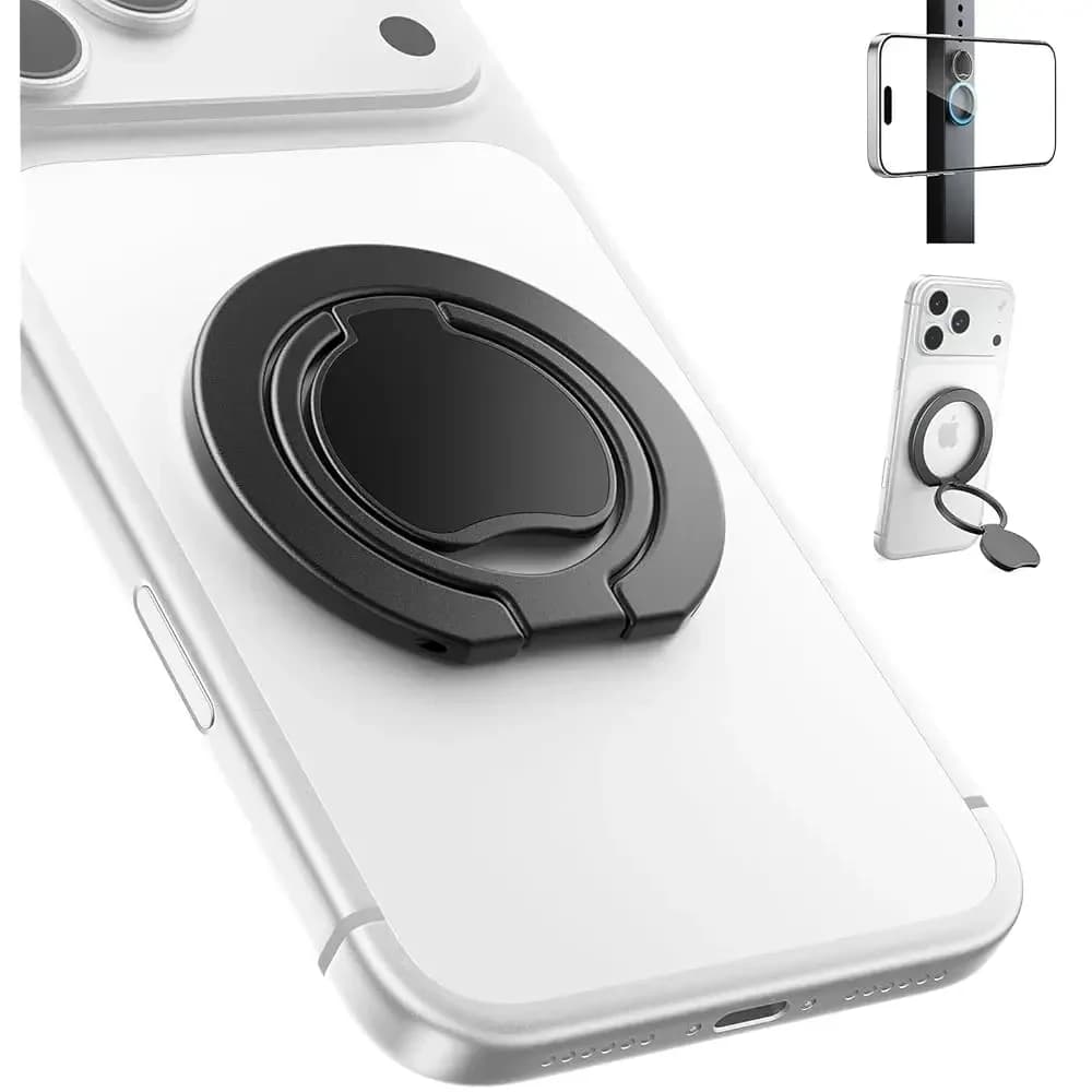 【Versione Migliorata】 Supporto Magnetico Ultra-Sottile per Telefono Compatibile con MagSafe, Anello Porta Telefono Rimovibile con Magneti Bifacciali per Palestra, Cavalletto MagSafe per iPhone