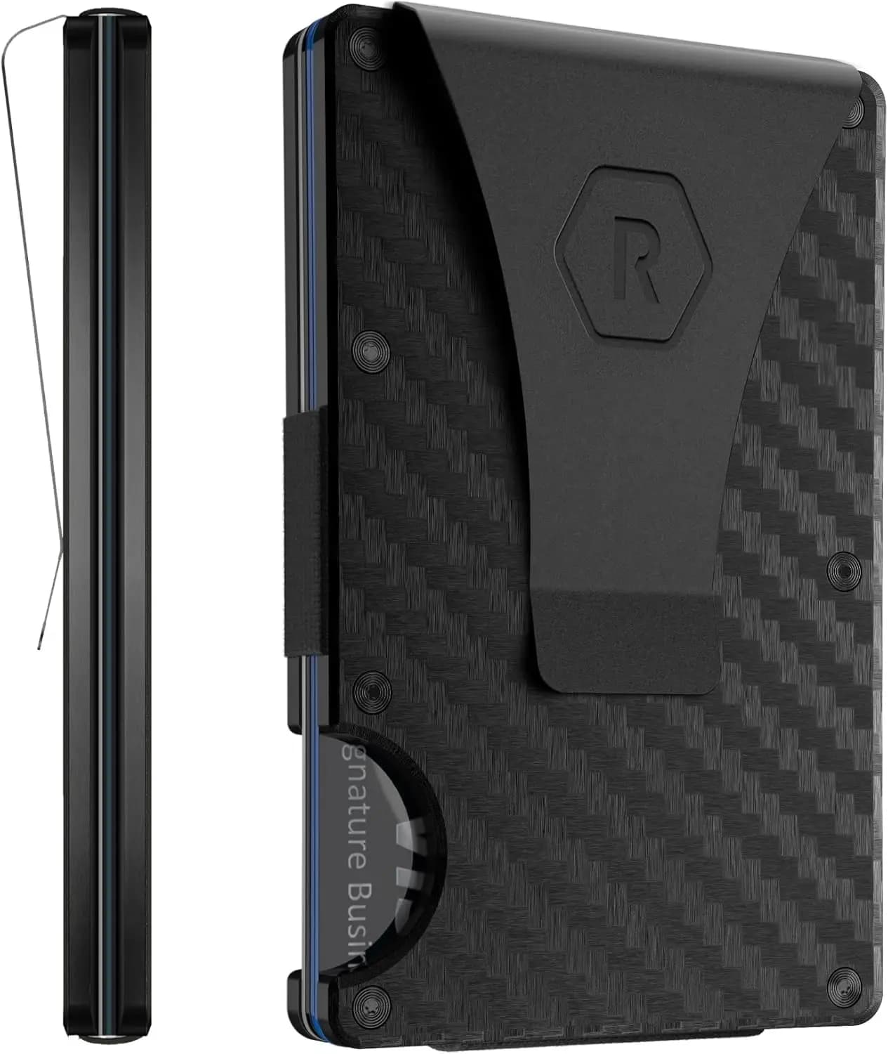 Portafoglio Sottile Minimalista con Blocco RFID, Fermasoldi in Fibra di Carbonio, Contiene 1-12 Carte