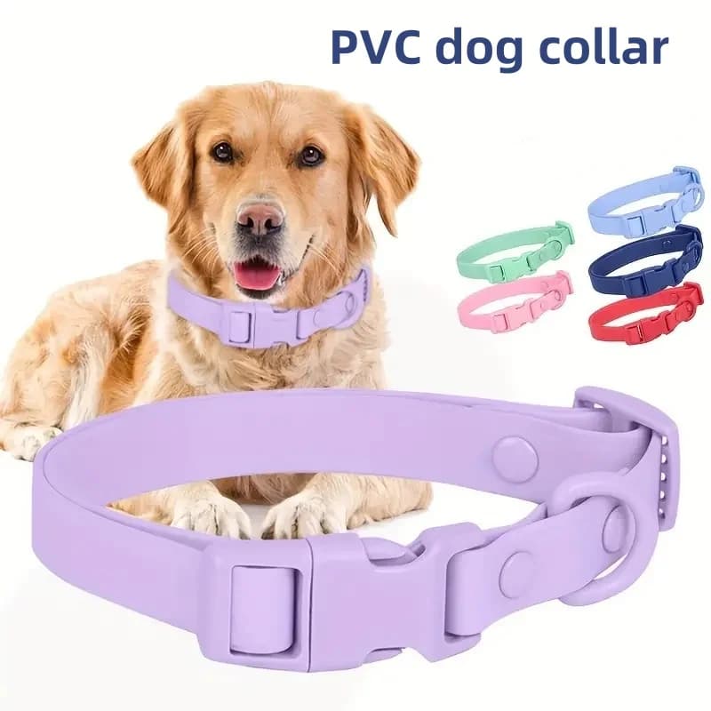 Nuovo collare per cani in PVC colorato Macaron impermeabile resistente allo sporco collare per animali domestici facile da pulire collare per cani da compagnia regolabile