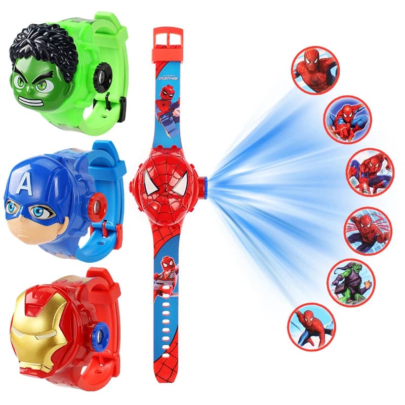 Fashion Spider-Man Projection Children's Watches for Boys Captain America Iron Man Children's Watch Digital Student Toys Gifts