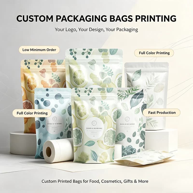 Custom Food Packaging Bags With Custom Logos,Moisture-proof And Airtight,Stand-up Self-sealing Bags For Snacks And Dried Fruits