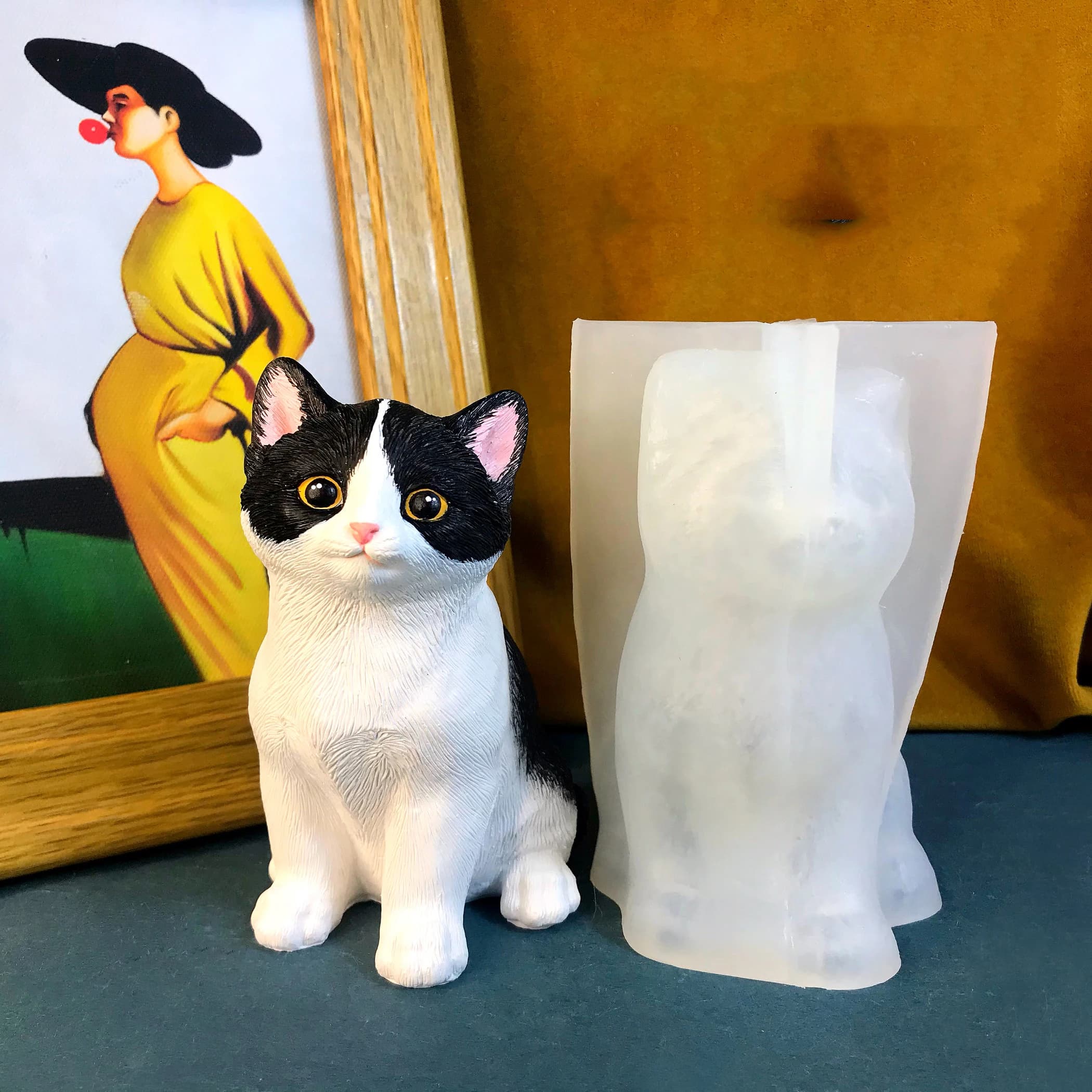 3D Cute Cat Silicone Mold for Crystal Epoxy Aromatherapy Resin Crafting Handmade Home Decor Pet Souvenir Casting Tool