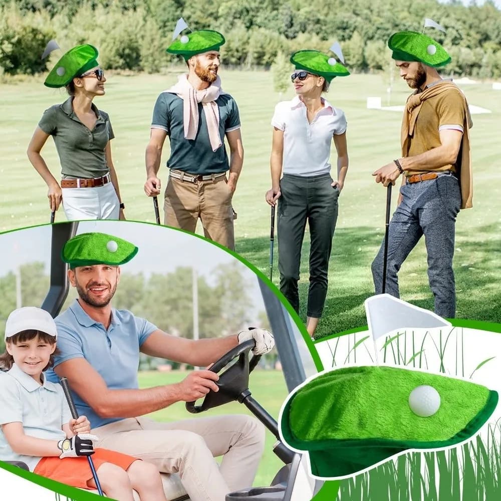 Cappello Classico da Golf da 30 cm, Berretto da Golf Verde Giocoso, Decorazioni Uniche a Forma di Pallina da Golf, Cappello per Feste di Golf all'Aperto