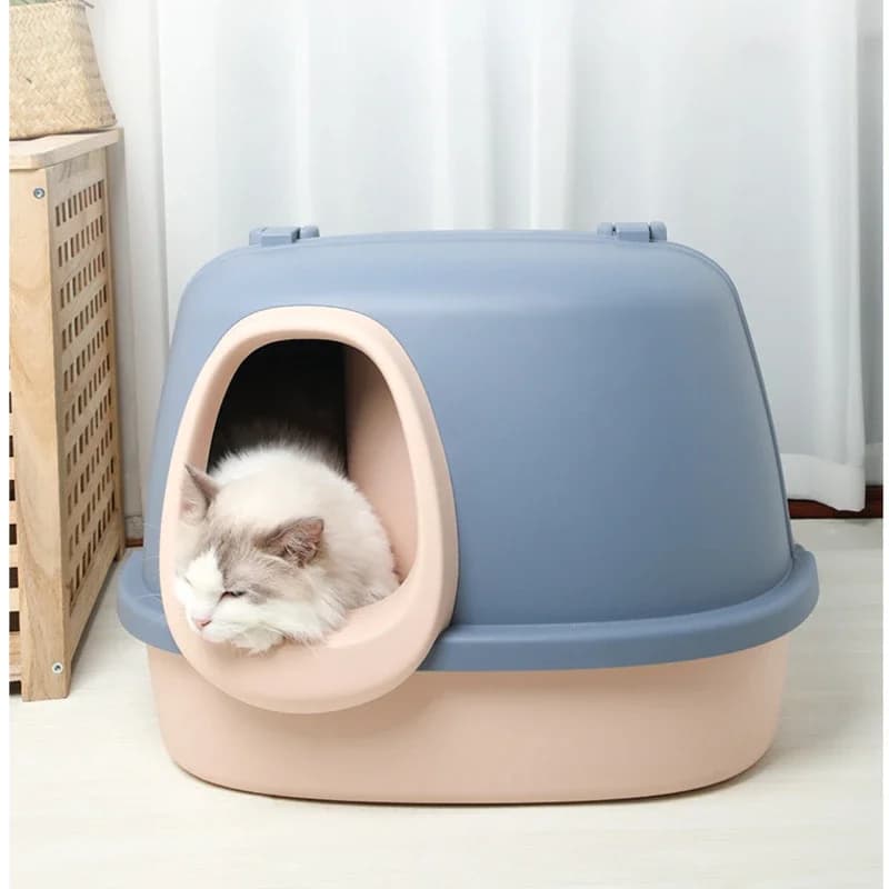 Sabbiera grande per corridoio per gatti, vassoio per lettiera per gatti completamente chiuso, toilette a pedale largo per gatti, cacca a conchiglia, forniture per la casa
