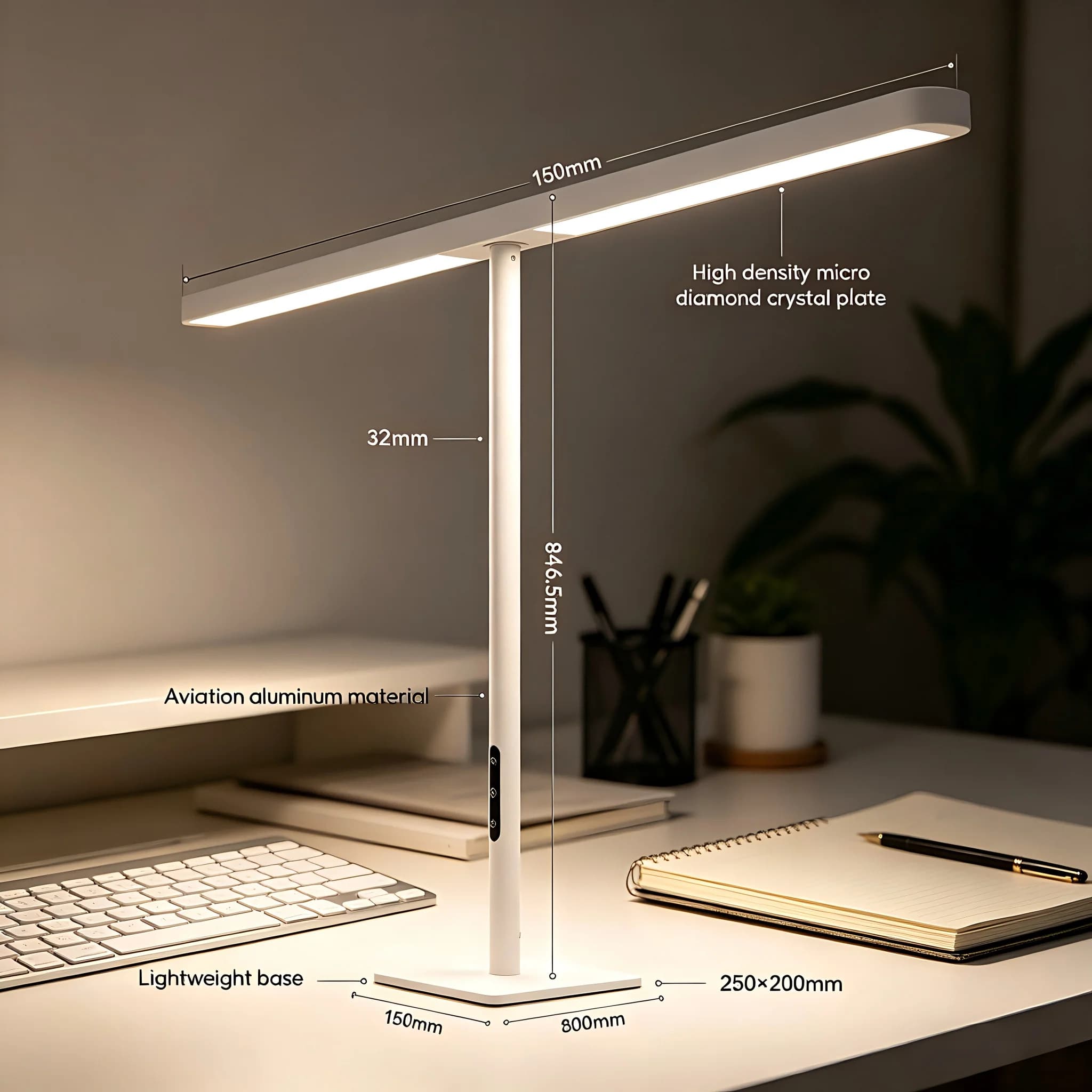 Lampada da Tavolo LED Certificata CE FCC con Telecomando, Luce da Scrivania per Studio e Ufficio, Illuminazione Decorativa per Casa, Lampada da Tavolo di Lusso Regolabile