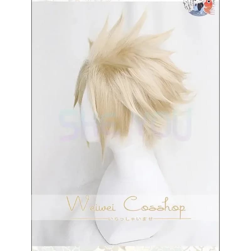 c;4\g,6'h.9/c;4\g,6'h.9/ VII FF7 Cloud Strife Linen Blonde Cosplay Wigs With Braided Heat Resistant Synthetic Hair +6'h\3,g'8/b'