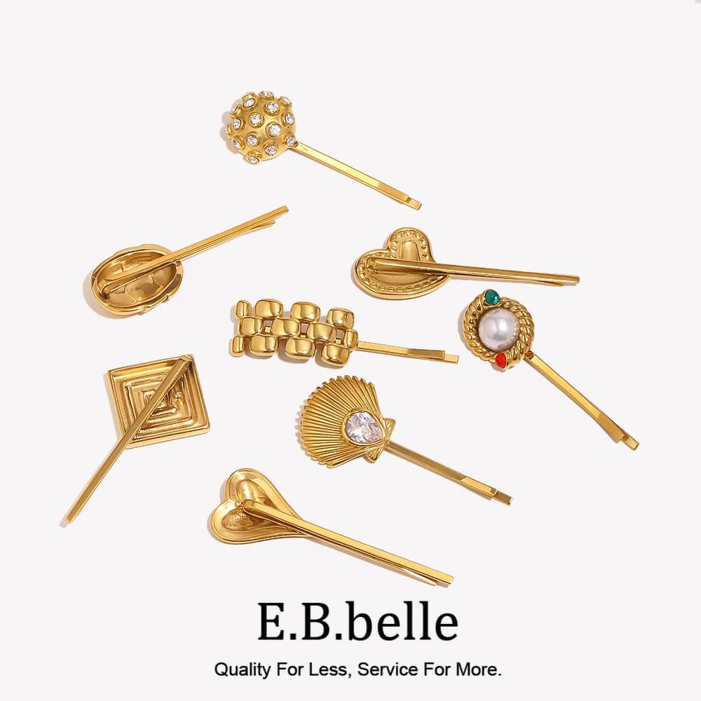 E.B.belle modello circolare irregolare amore a forma di trifoglio cinturino per orologio Styling sferico bianco sporgente zircone capesante fermaglio per capelli