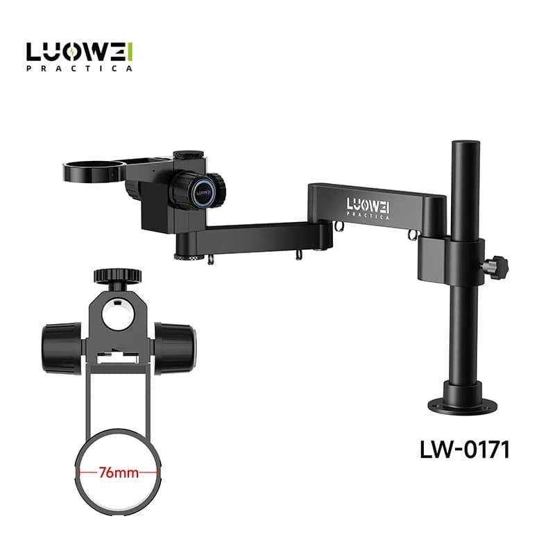 Luowei Staffa per microscopio rotante articolato Braccio pieghevole Morsetto Supporto per messa a fuoco da 50/76 mm Supporto per forgiatura in metallo con 360 ° Rotazione