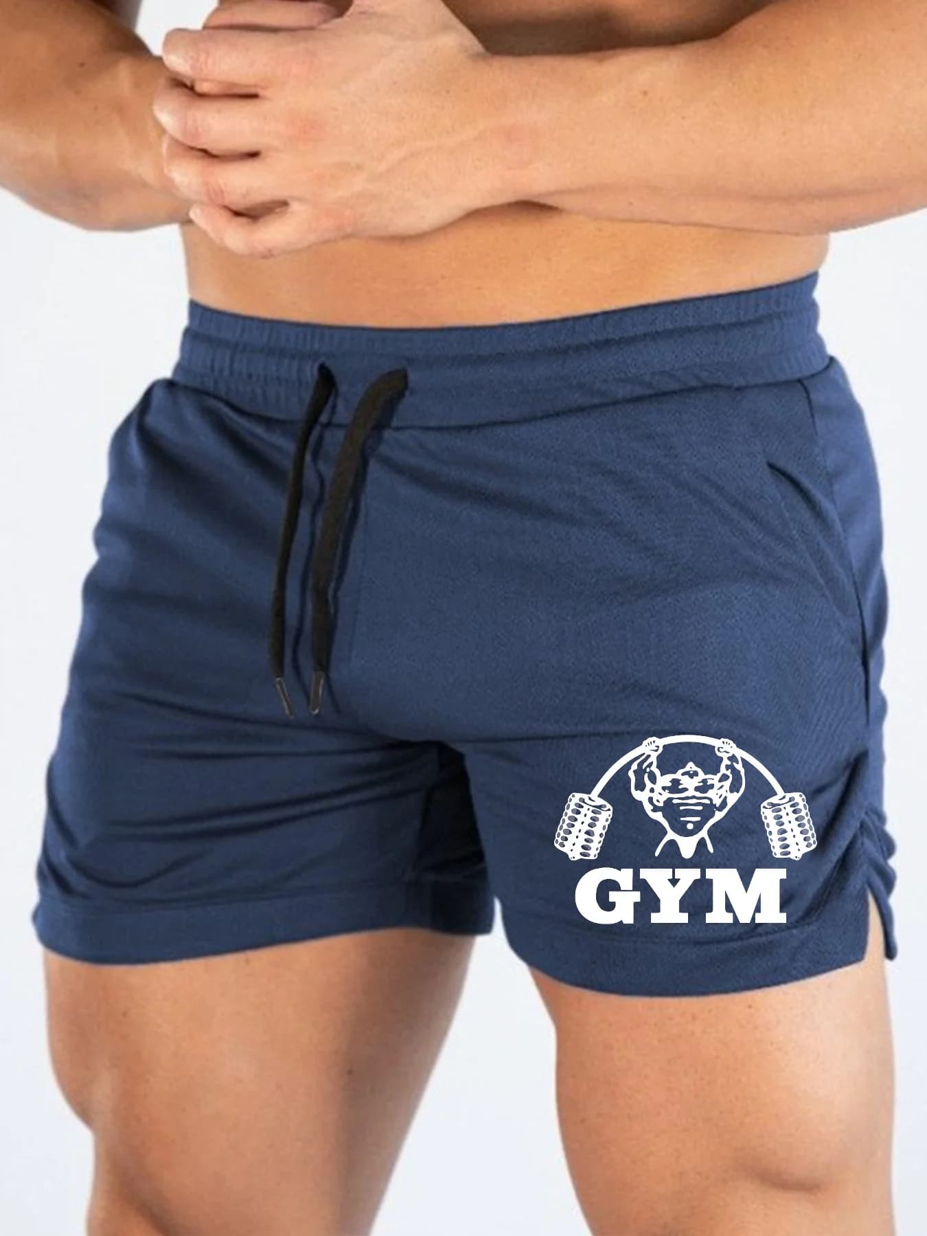 Dumbbell muscle running shorts, fast drying breathable marathon shorts, tight mesh fabric, sporty style