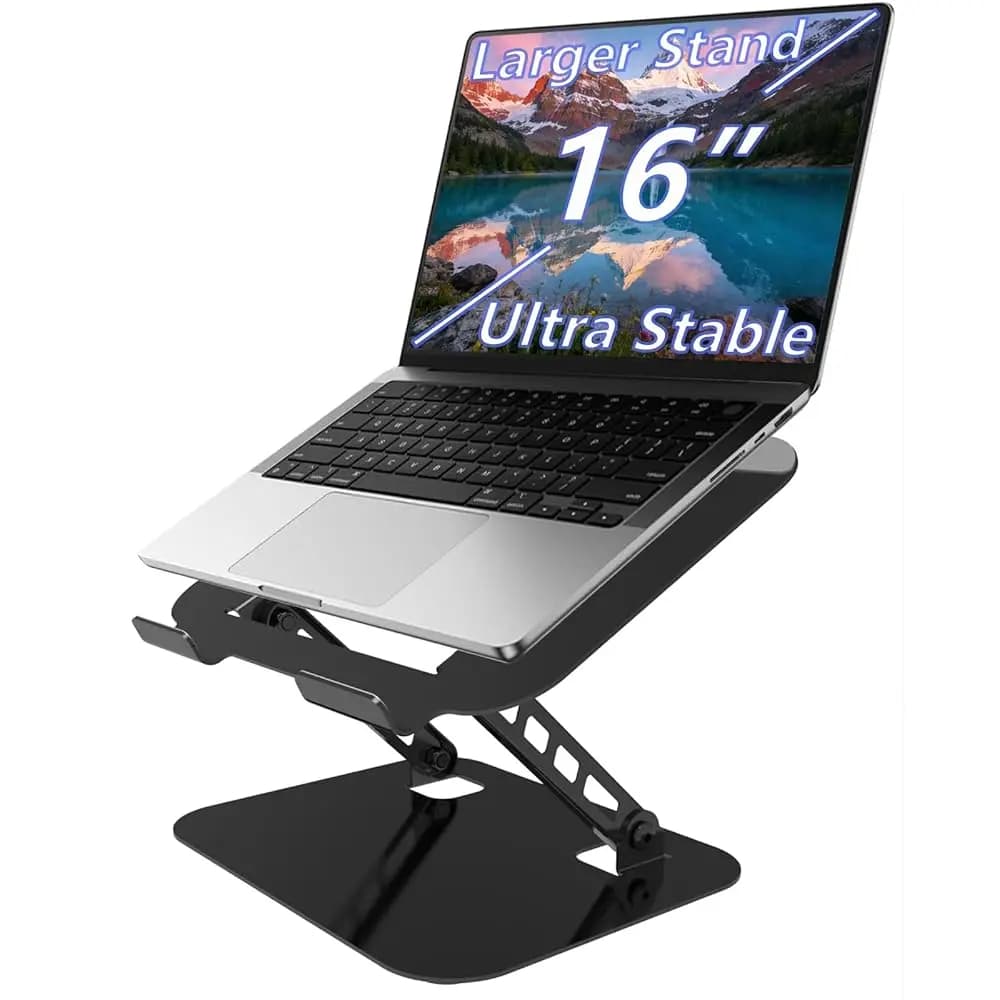 Supporto Regolabile per Laptop, Base in Metallo Ultra Stabile, Rialzo Ergonomico Pieghevole per Computer da Scrivania Compatibile con MacBook Pro/Air N