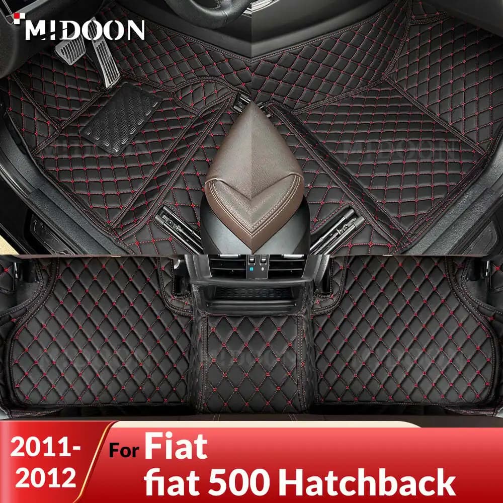 MIDOON Tappetini per auto per Fiat fiat 500 Hatchback 2011 2012 Tappetini per auto personalizzati Copri tappeti per automobili Accessori interni