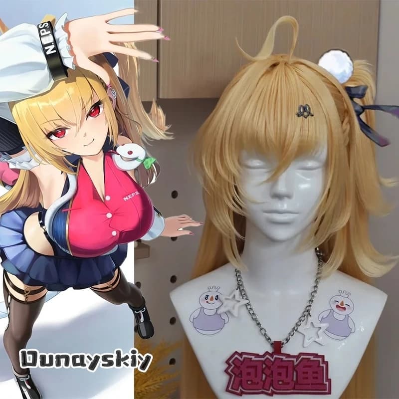 aBNNS*@CosplayZZZ Parrucca per costume Cissia con coda di cavallo, parrucca lunga 72 cm, parrucca mista dorata, parrucche sintetiche resistenti al calore per Halloween
