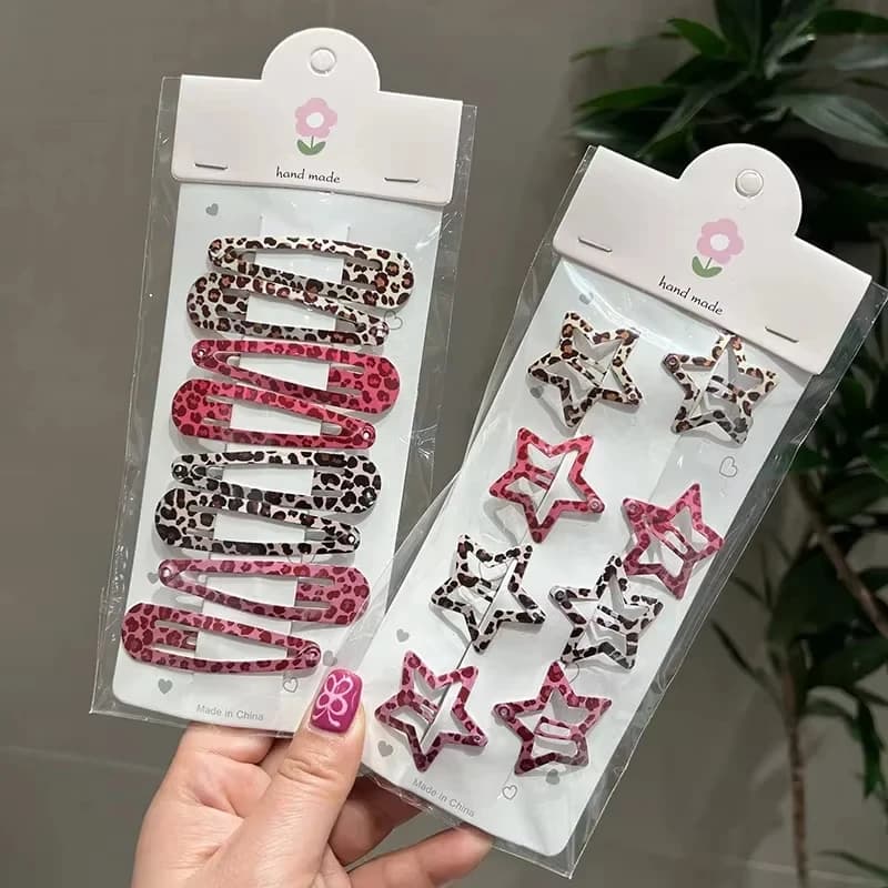 Y2K Leopard Waterdrop Hair Clips for Women Vintage Geometric Star Hairpins BB Clips Barrettes Bangs Girls Party Hair Accessories