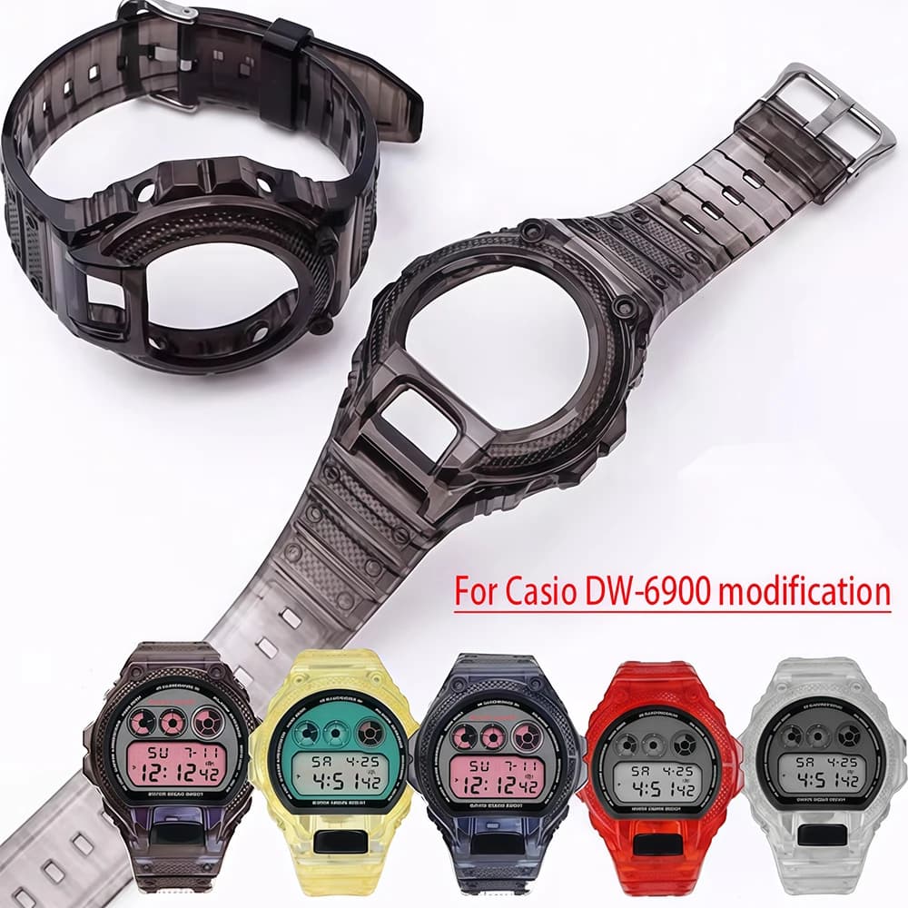 DW6900 Mod kit for Casio G-Shock DW-6900 strap and case Modified DW 6900 Transparent TPU Silicone set watch Band Men Accessories