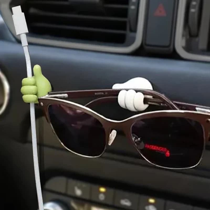 Supporto in gomma a forma di mano Cavo per occhiali Cavo di alimentazione Linea di ricarica Mini gancio autoadesivo Organizzatore di stoccaggio per auto Decorazioni per gadget
