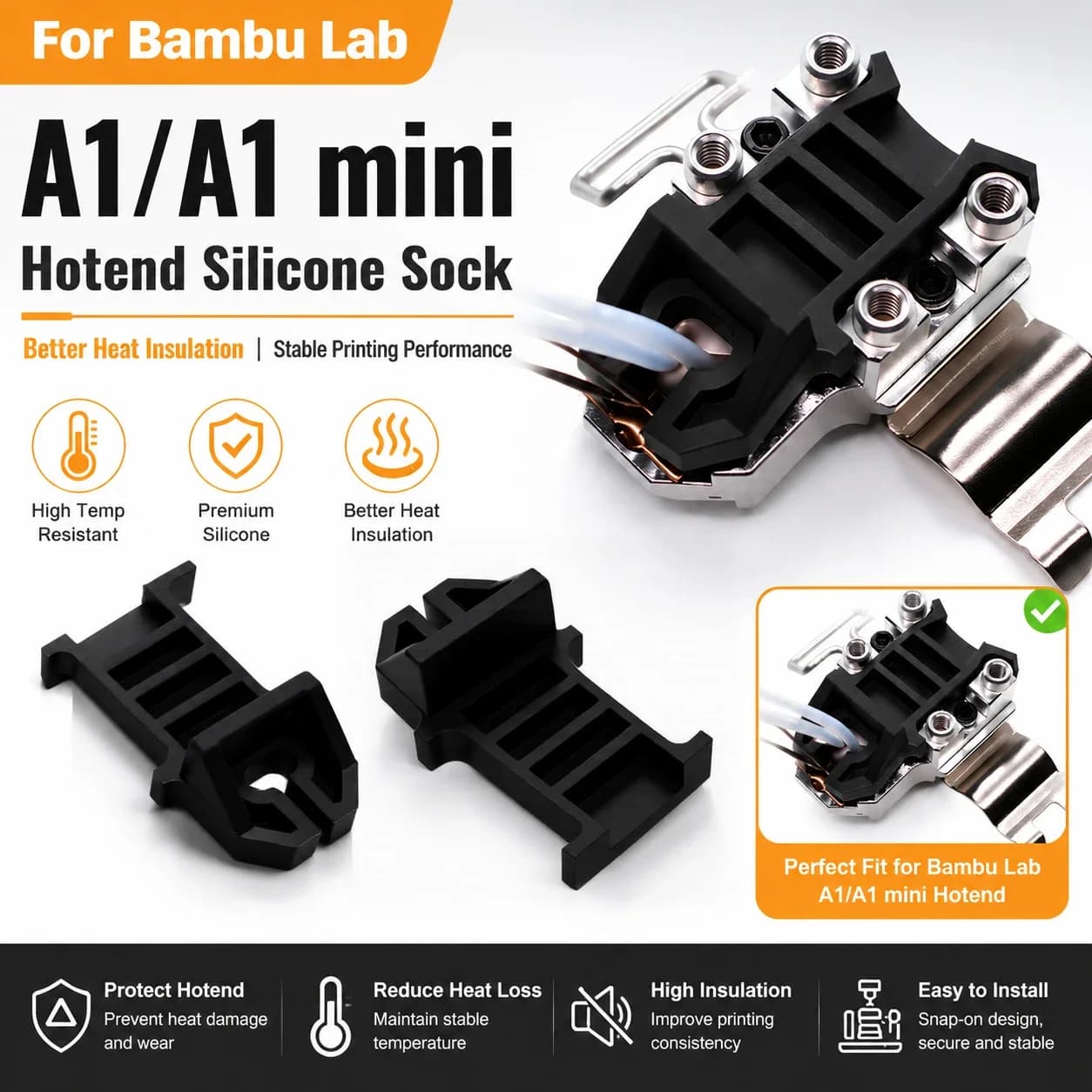 for Bambu Lab A1/A1 mini Hotend silicone insulation pad,Hot end silicone protective cover for Bambulab A1/A1mini 3D Printer