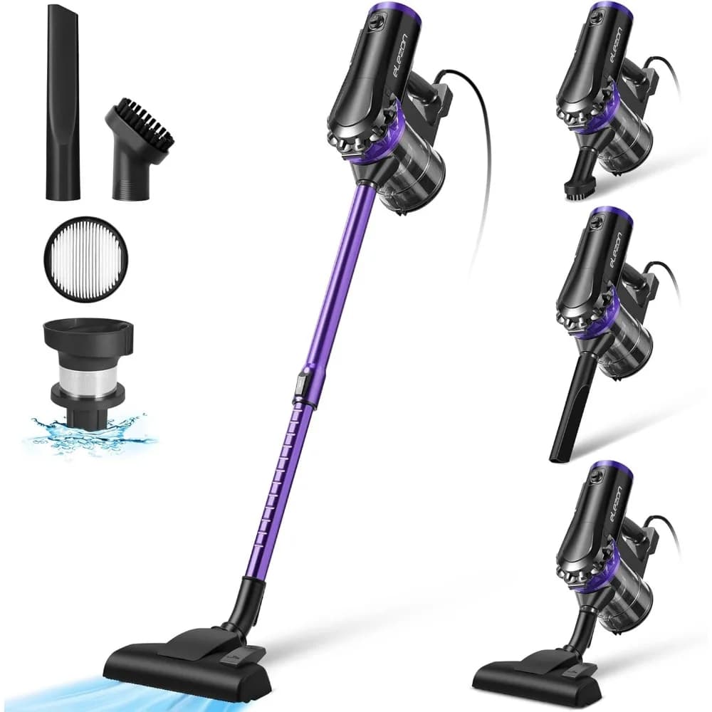 Aspirapolvere con filo 500W 18KPa, aspirazione potente, cavo da 7m, filtro HEPA, contenitore polvere da 1.2L, 2-in-1 portatile e a bastone per pavimenti duri